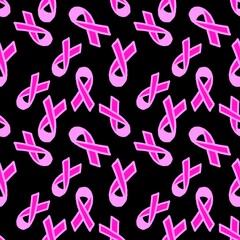 Breast cancer month seamless pink ribbon day mammogram pattern for medical accessories and medicine textiles