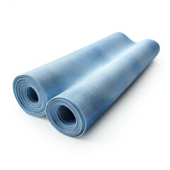 Soft denim fabric roll with a unique texture, perfect for fashion and crafts, isolated on a clean white backdrop.