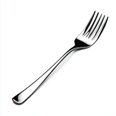 A sleek piece of cutlery displayed on a pure white background, highlighting its elegant design and shine.