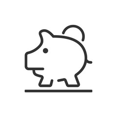 A Thoughtful Piggy Bank Diligently Saving For A Bright Future, Depicted In A Simple Line Art Style With A Clean White Background