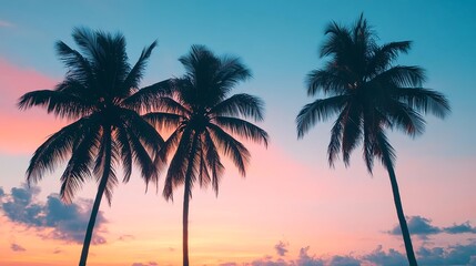 Tropical Sunset Palm Trees Silhouette - Minimalist aesthetic