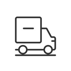 A Delivery Truck Diligently Transporting A Package On A Smooth Road Showcasing Efficient And Reliable Service With A Simple Line Art Style