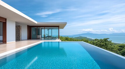 Fototapeta premium Luxury Ocean View Villa Infinity Pool - Luxury real estate