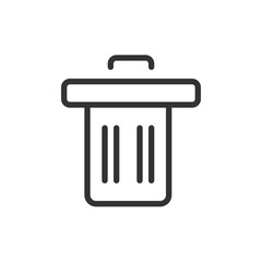 A Simple Line Drawing Of A Trash Can, Symbolizing Digital Cleanup And A Fresh Start With Clean Minimalist Lines And A White Background