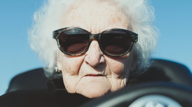 grandmother driving a sports car, new beginnings and adventures in later life. - Powered by Adobe