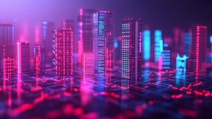 Neon Cityscape: Futuristic Digital Metropolis - Futuristic/Cyberpunk