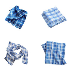 Blue Plaid Handkerchief Set on Transparent Background