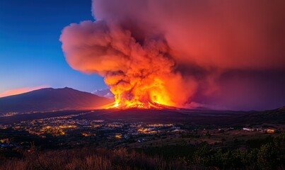 Fototapeta premium Volcanic Eruption in the Night