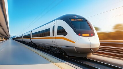 Fototapeta premium High-Speed Train, Modern Railway Travel - Motion blur