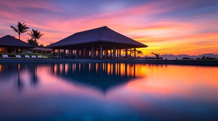 Stunning Sunset Resort Pool & Pavilion - Vibrant color palettes: Th.