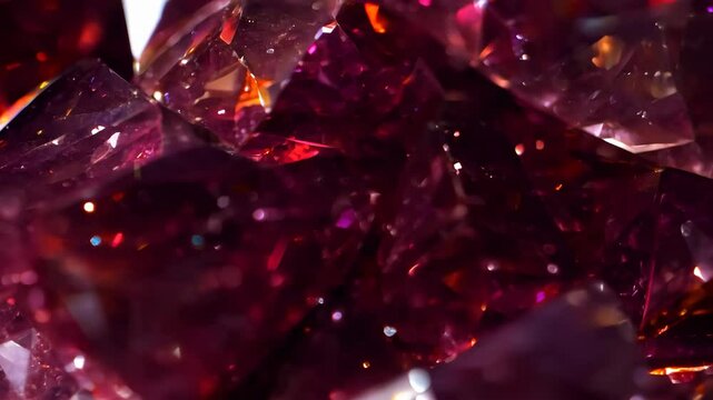 Red garnet gemstones with facets reflecting light, creating a sparkling effect.