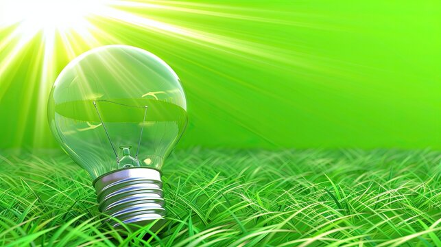 On a green backdrop, a light bulb with a copyable area is shown. The extinguished bulb represents the search for ideas, inspiration, innovation, solutions, and creativity. Banner design concept