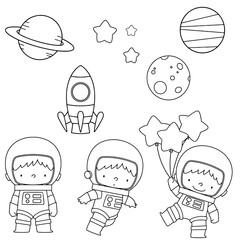 Astronaut Sticker Line Drawing Art Vector © Gustavo