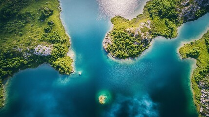 Aerial View of Stunning Lakes: Ideal for Travel and Nature Concepts