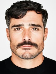 close up of face of middle aged man with copy space.