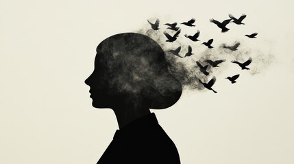 lady with black hair made of ravens, generative ai, abstract concept, fantasy, surreal.