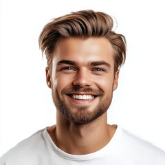 Obraz premium a handsome young man with a beard smiling , Generative art.