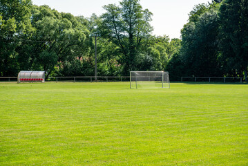 Obraz premium small training soccer field. football field with a green grassy covering.