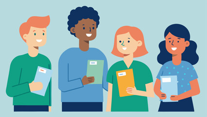 Mental Health Resources A wellness coordinator distributes brochures about mental health resources and support programs to a group of employees fostering an open dialogue.