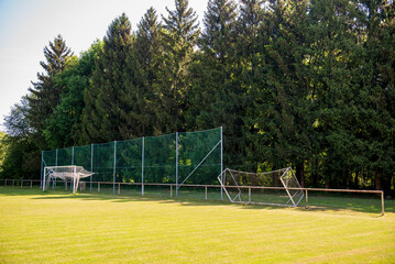 small training soccer field. football field with a green grassy covering.