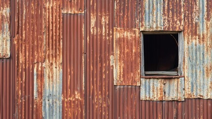 Professional Close-up of Angled Wall Made of Corrugated Rusty Metal