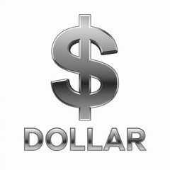 Obraz premium 3D metallic dollar currency symbol with polished silver finish for finance and economy