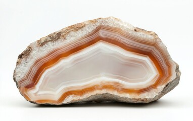 Polished Agate Slice with Concentric Bands of Orange and White