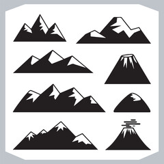 Hand Drawn Mountain Silhouettes Stunning Sketch and Vector Set