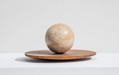 Beige Sphere on Rustic Brown Plate