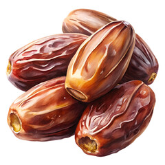 watercolor illustration of dates isolated on transparent background