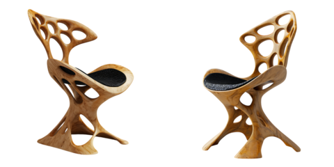 Modern Wooden Chairs in a PNG Cutout with a Transparent Background for Easy Editing