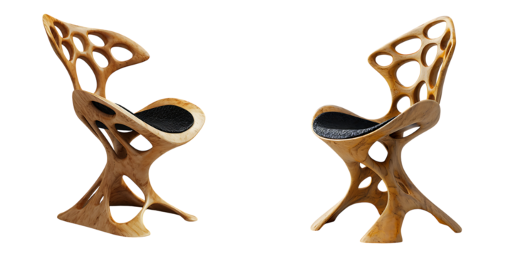 Modern Wooden Chairs in a PNG Cutout with a Transparent Background for Easy Editing - Powered by Adobe