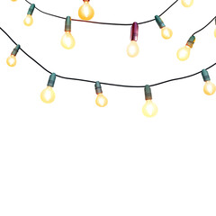 String of lights with on transparent background