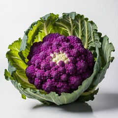 Purple cauliflower isolated on white background 