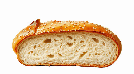  bread on a plain white background. The bread is rectangular with a golden-brown crust, featuring a slightly glossy surface with visible sesame seeds 