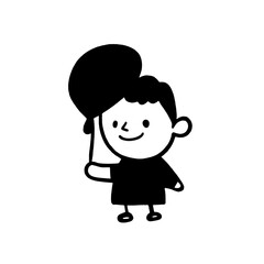 Obraz premium Playful character waving a balloon in a charming vector illustration depicting joy and celebration