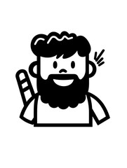 Obraz premium Cheerful baker with a baguette greeting customers in a whimsical kitchen setting