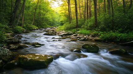 Obraz premium Professional Image of a Flowing Stream at the Great Smoky Mountains Tennessee