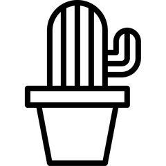 A Resilient Desert Cactus Thriving In Its Terracotta Pot, A Symbol Of Perseverance And Quiet Strength, Rendered In Bold Black Lines Against A Clean White Background