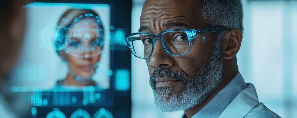 Engaging in global collaboration, the marketing team analyzes current industry trends using futuristic video conferencing Augmented reality enhances the analytics, providing deeper insights into