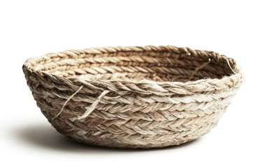 Obraz premium Rustic Woven Basket on White Background