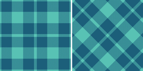 Dusty Topaz and Pastel Ugly Blue Seamless Madras Plaid Textile Design