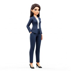 Fototapeta premium 3D Illustration – Young Business Woman Emma Standing on a White Background