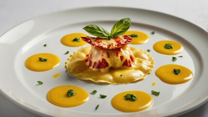 Lobster Ravioli in Saffron Cream Sauce