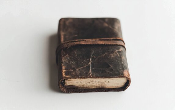 Rustic Brown Leather Journal on Gray Background