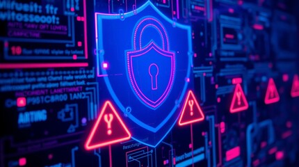 Obraz premium Generative AI. A glowing padlock symbol on a complex digital data network, representing cybersecurity. 