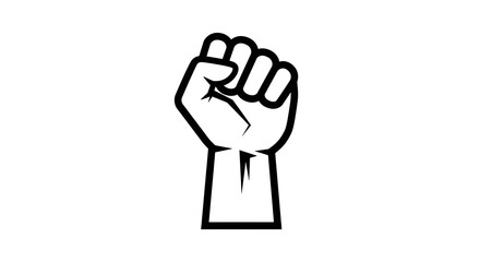 Raised Fist Symbol in Black and White Representing Solidarity and Resistance