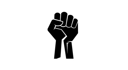 Obraz premium Raised Fist in Black Silhouette Symbolizing Strength Solidarity and Protest