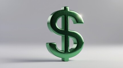 Obraz premium Shiny Green Dollar Sign on a Neutral Background for Finance and Business Concepts