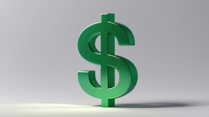 Obraz premium Green Dollar Sign Standing Out Against a Neutral Background, Ideal for Finance and Business Con